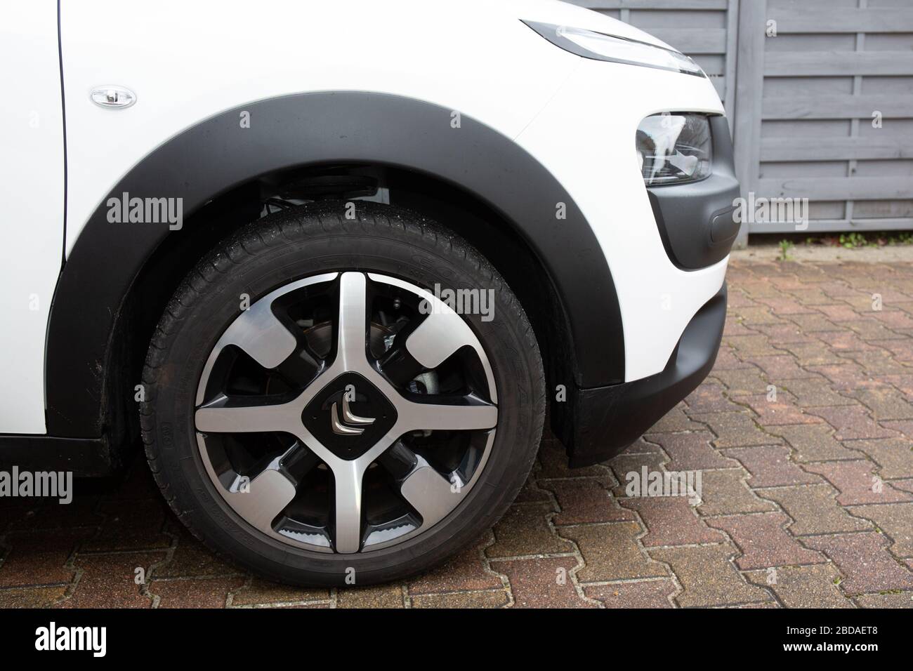 Bordeaux , Aquitaine / France - 03 30 2020 : Citroen logo sign alloy wheel with goodyear tire Stock Photo
