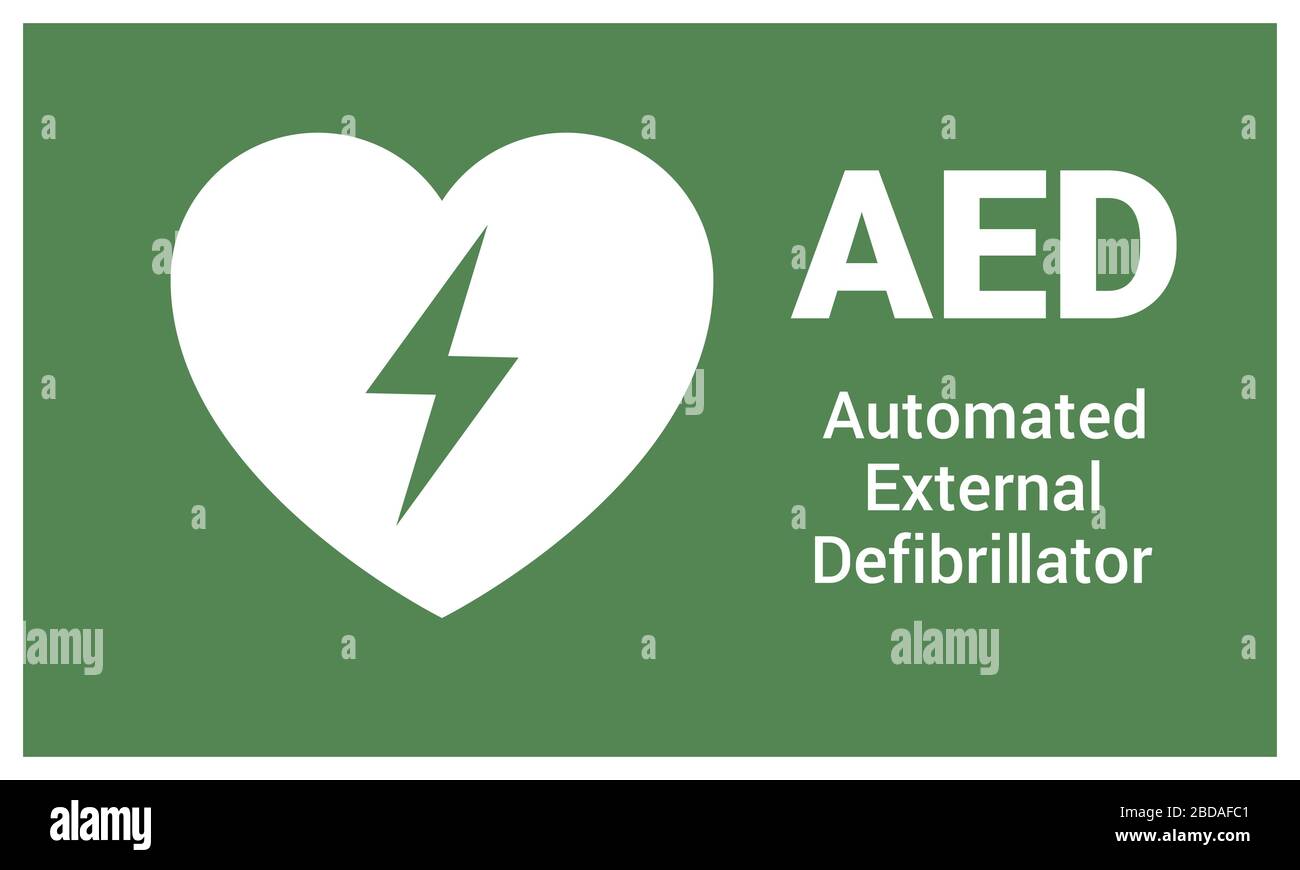 Automated External Defibrillator. Emergency first aid AED defibrillator