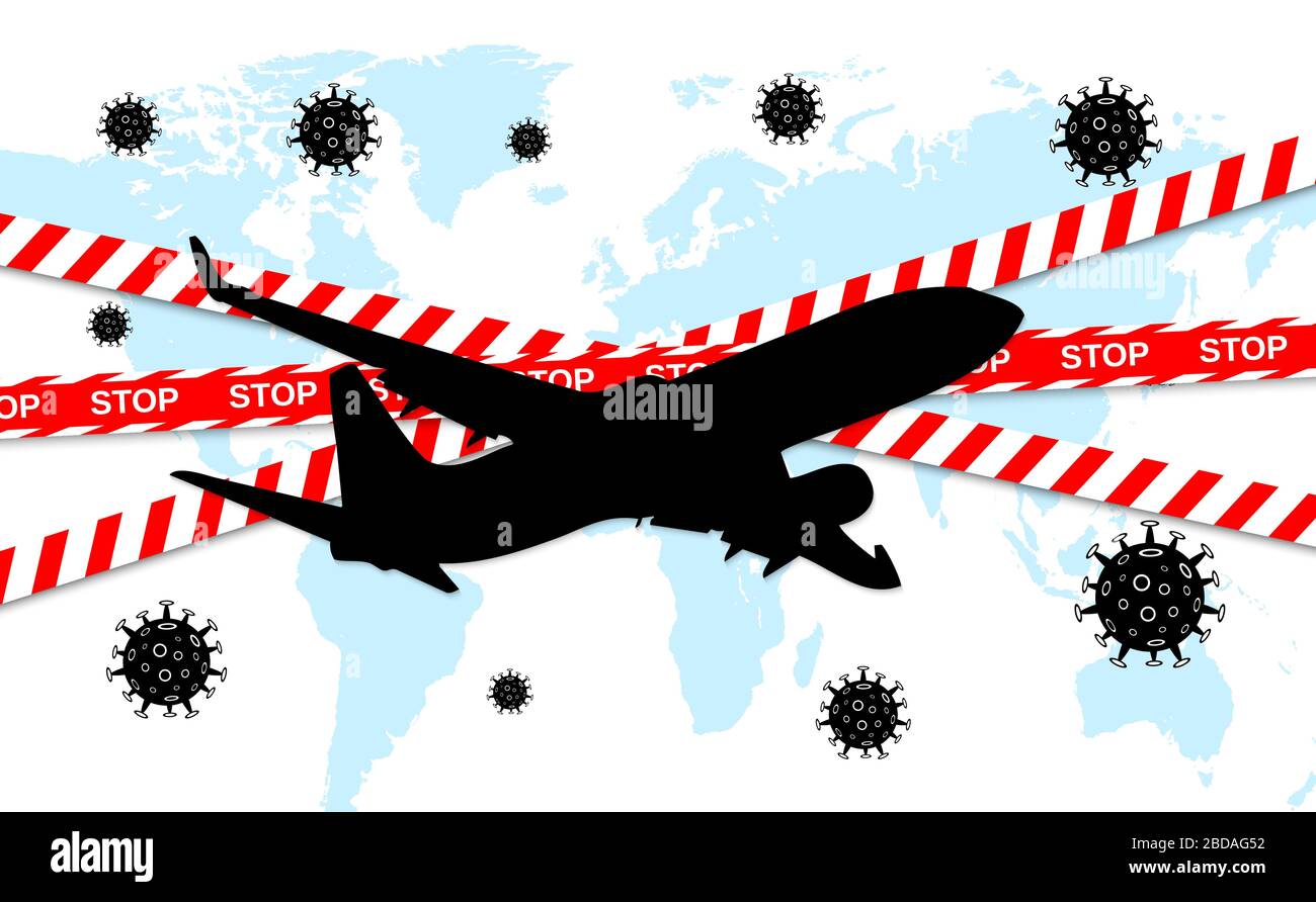 Dangerous novel coronavirus COVID19. Stop airplane flying. Pandemic