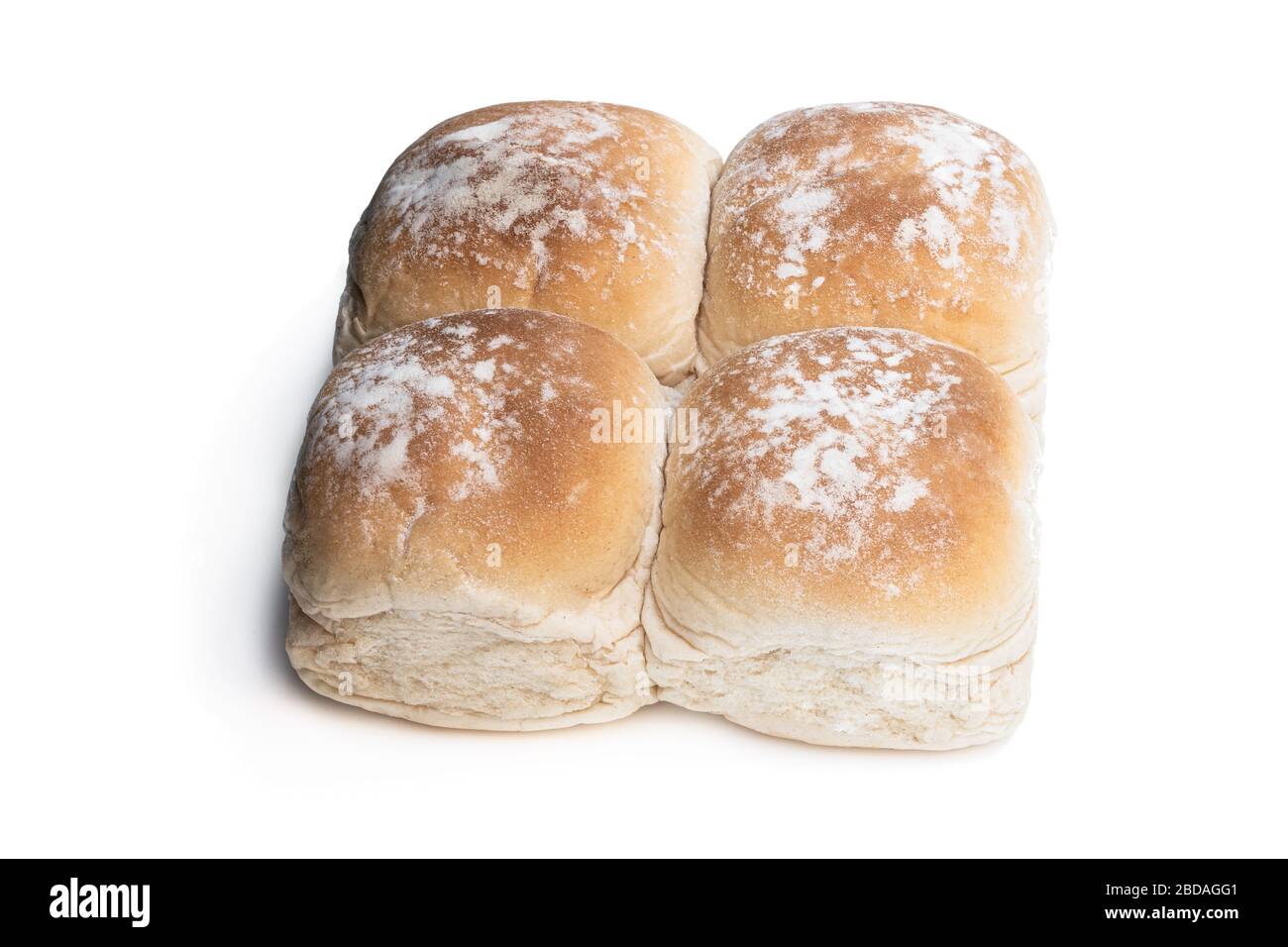 Wheat  bread rolls with ears isolated on white Stock Photo