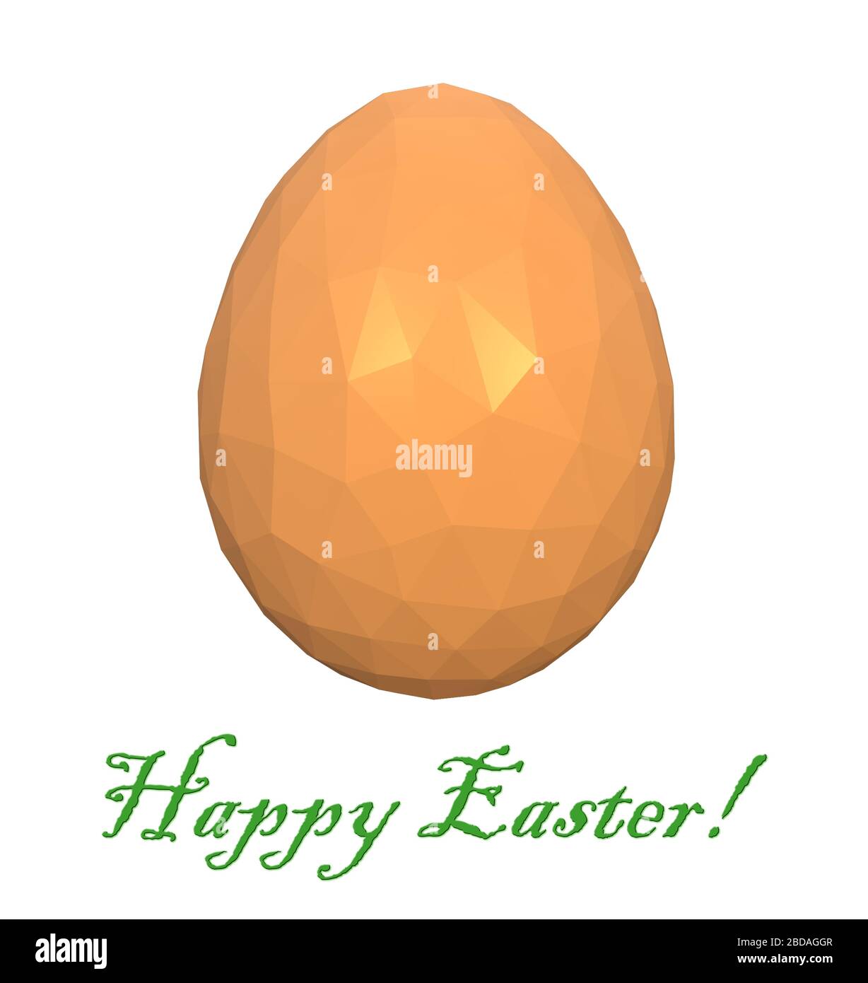 happy easter low poly polygonal golden yellow egg 3d illustration rendering Stock Photo