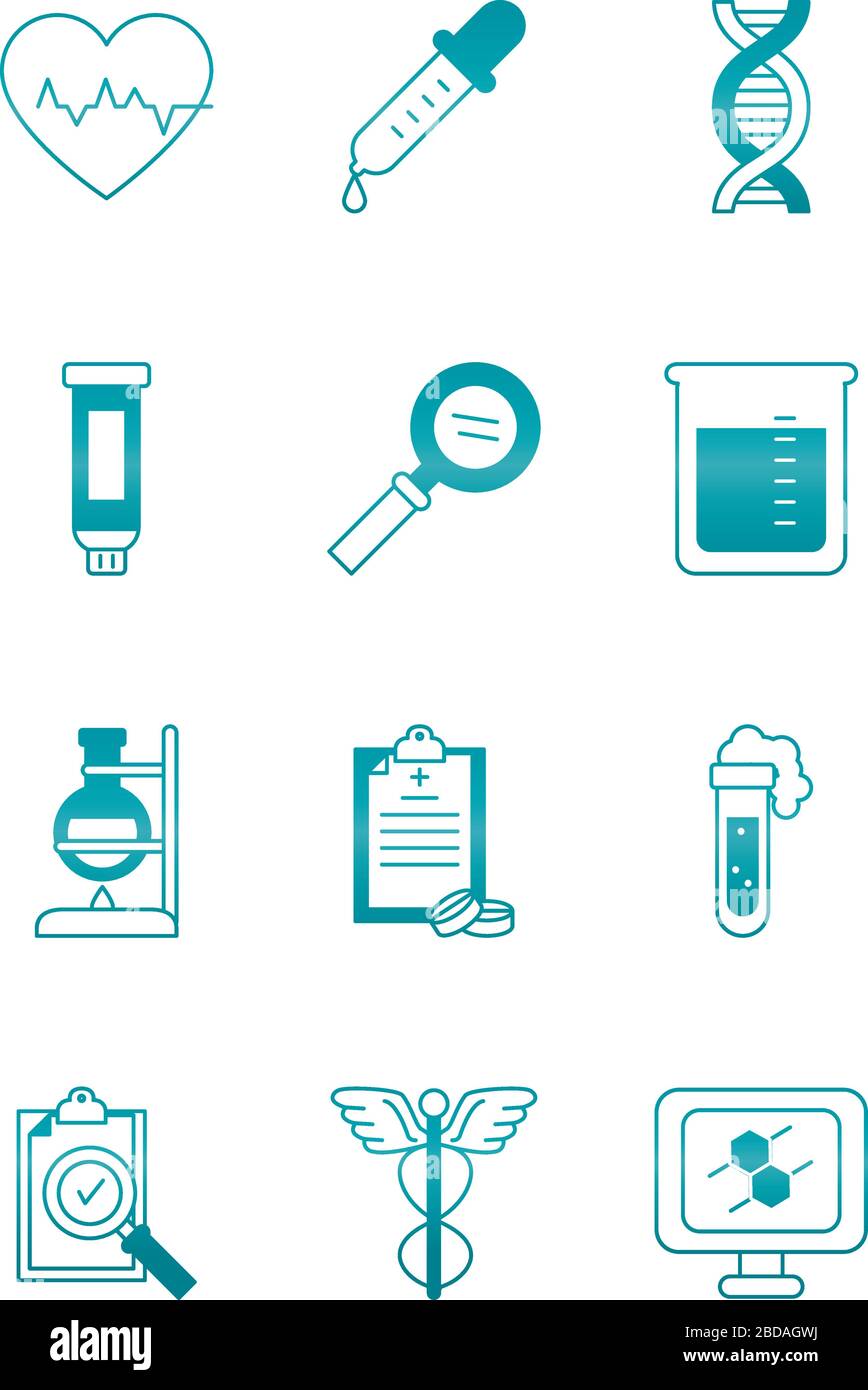 cardio heart with medical, science and investigation icon set over ...