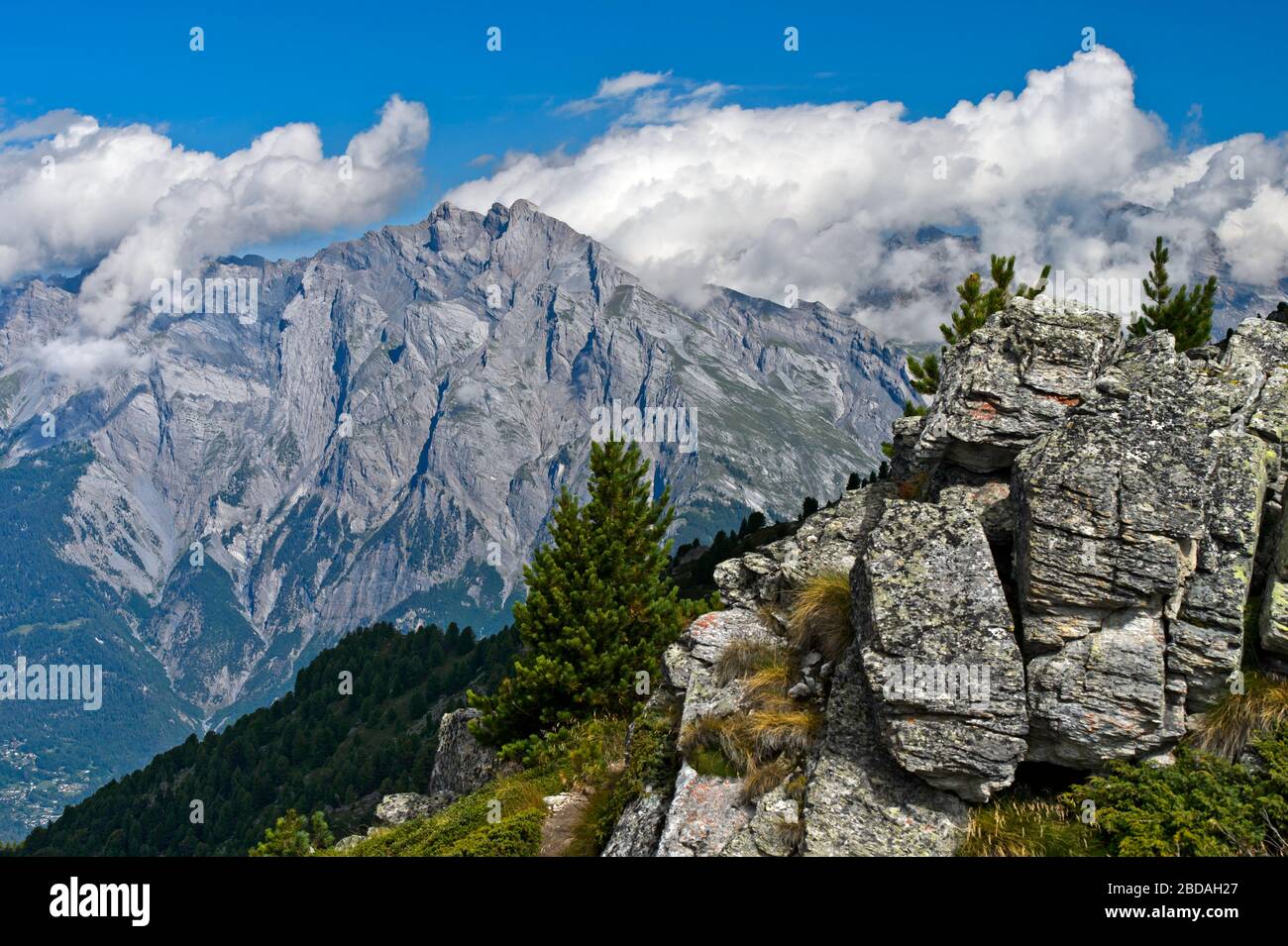 Peaks an rocks at the summit Dent de Nendaz, Nendaz, Valais, Switzerland Stock Photo