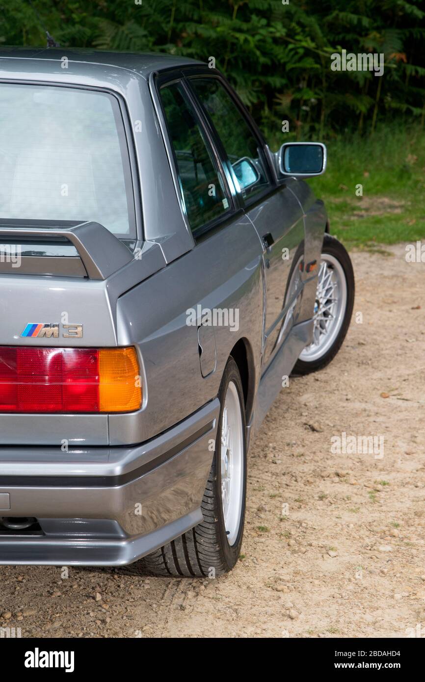BMW E30 M3 1980s super saloon in Dolphin Grey Stock Photo - Alamy