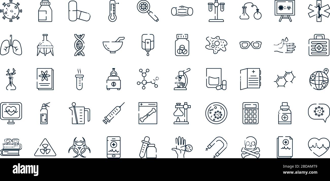 science, medication and investigation icon set over white background ...