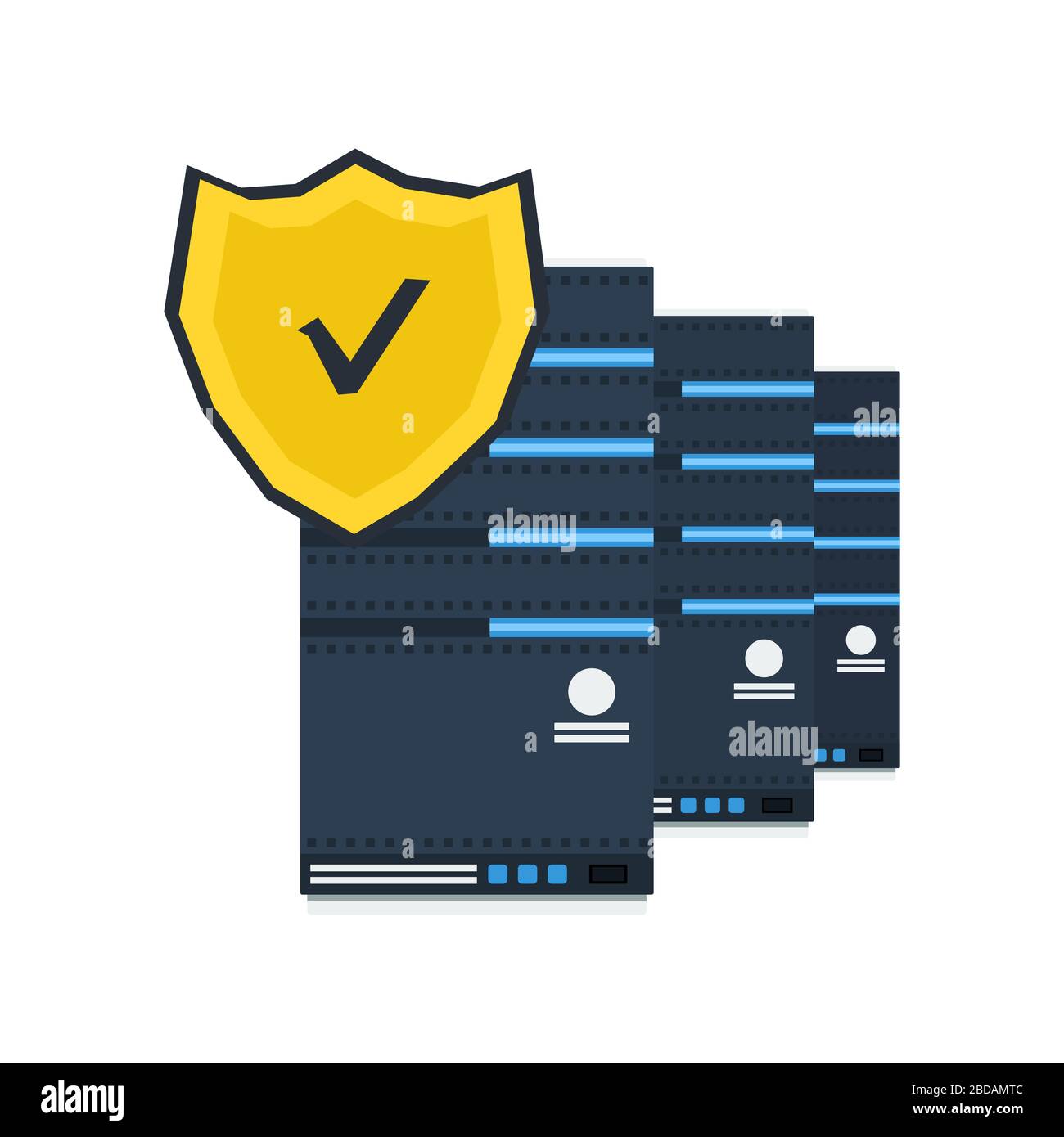 Server with protective shield Stock Vector