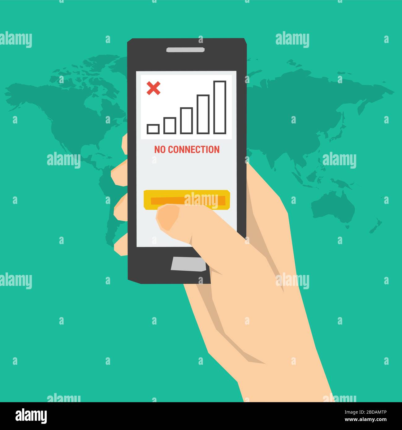 no connection - hand with phone Stock Vector