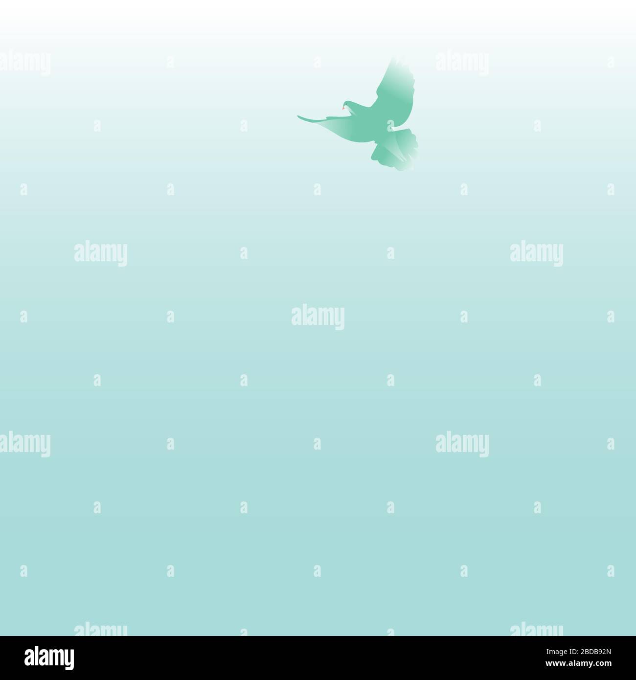 Vector light-blue blurry background.. Dove flying in the sky Stock Vector
