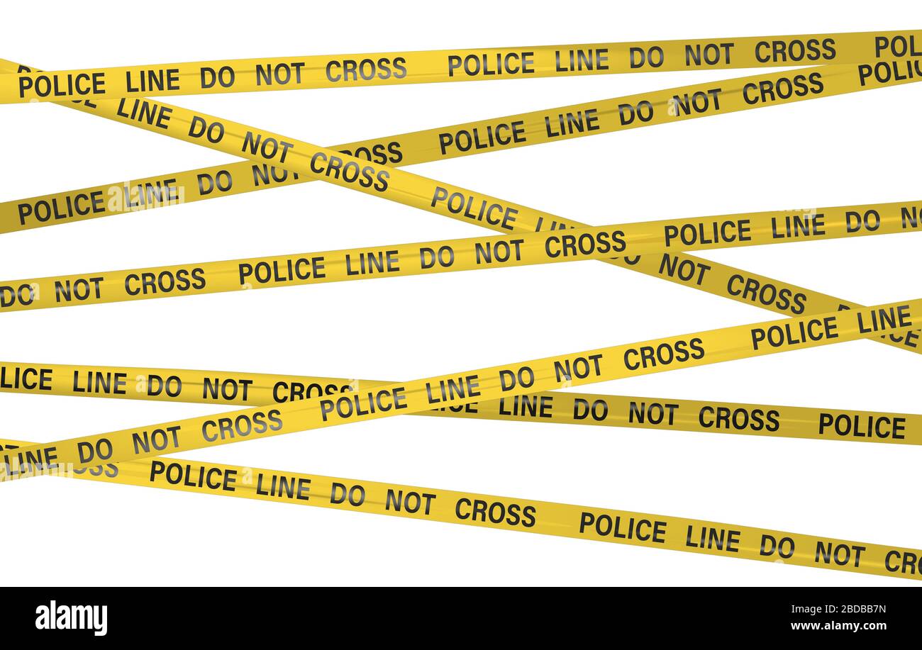Police line do not cross yellow tape barrier. Danger zone access