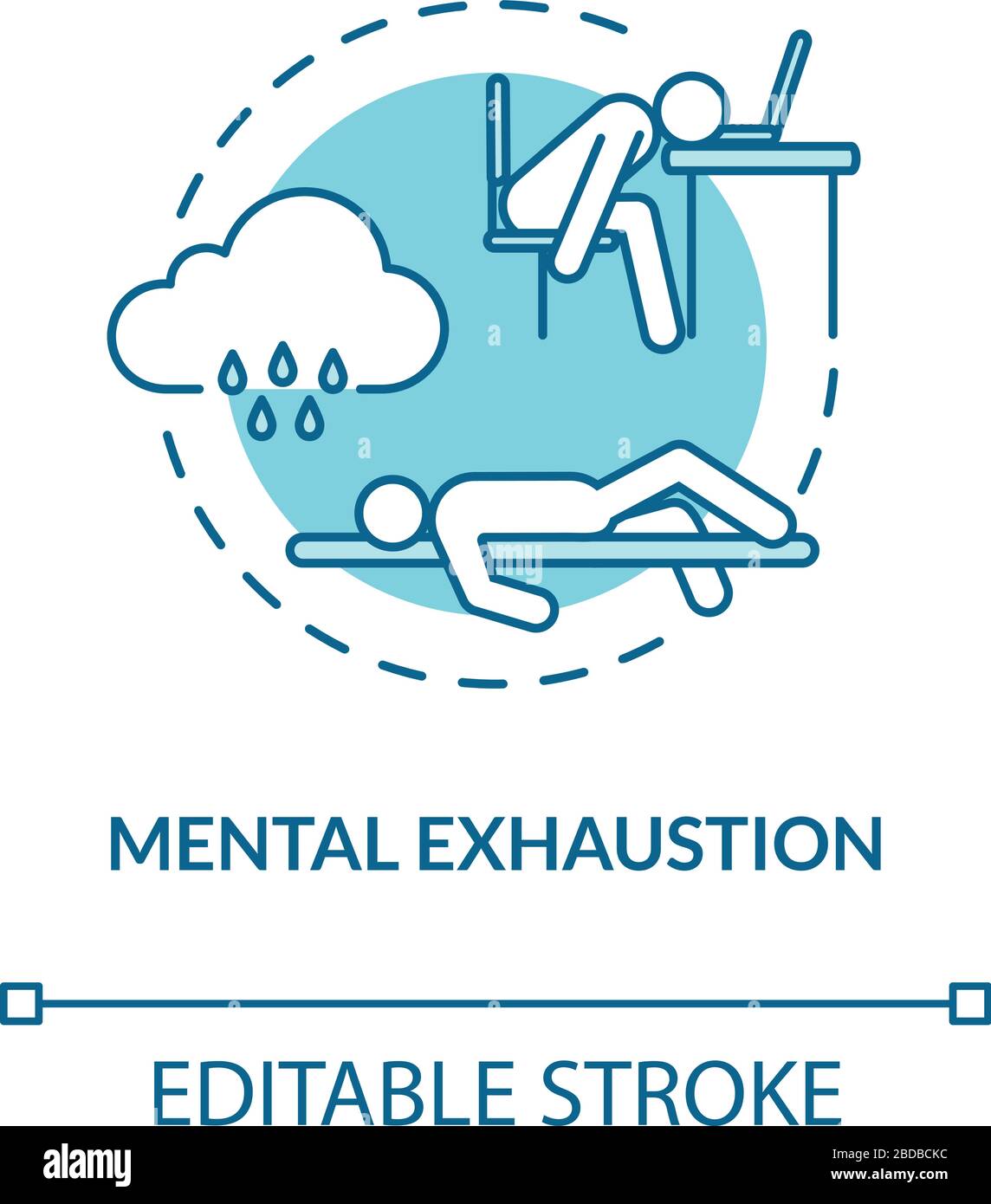 Mental exhaustion turquoise concept icon. Psychological crisis