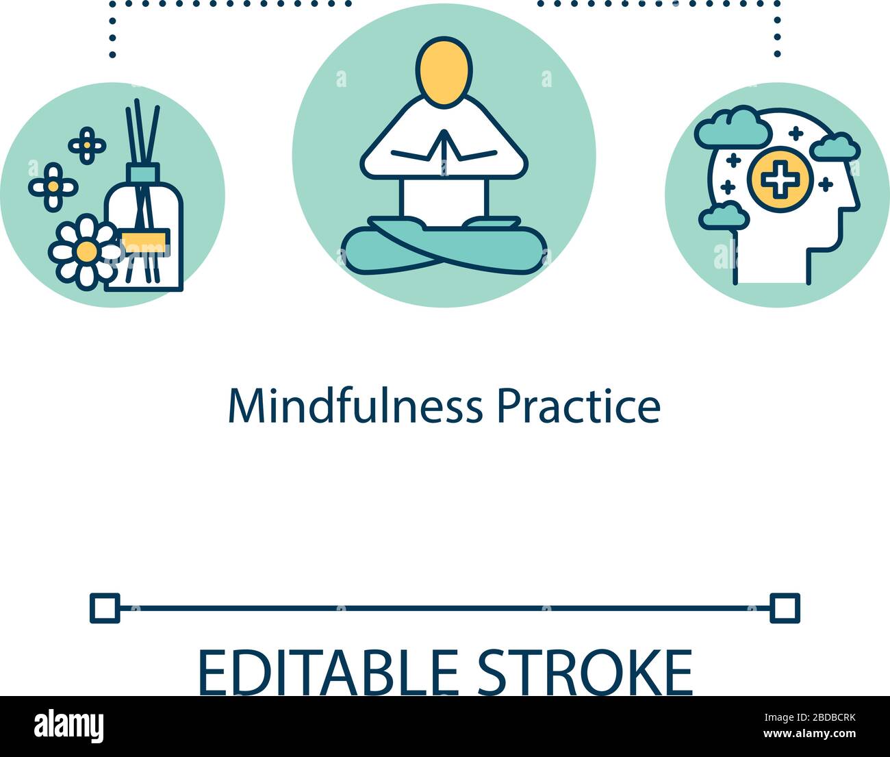 Mindfulness practice concept icon. Meditation idea thin line