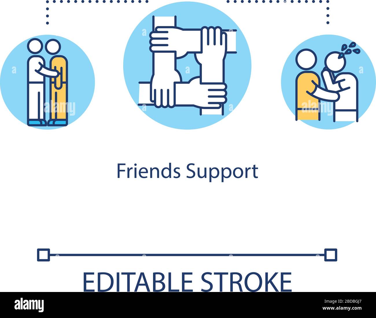 Friends support concept icon. Giving moral help. Friendship advice