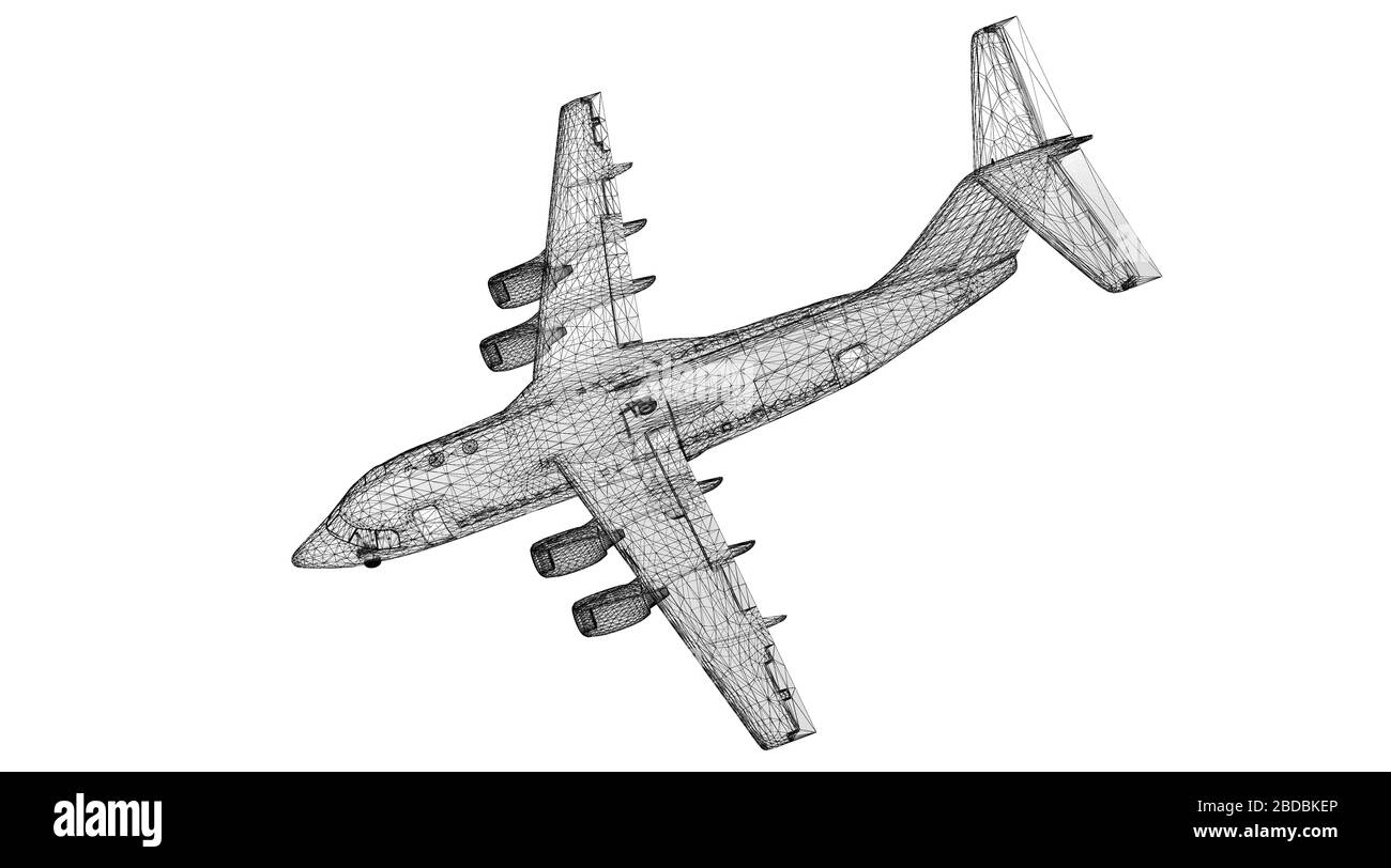 Commercial Airliner, Jet,body structure, wire model Stock Photo