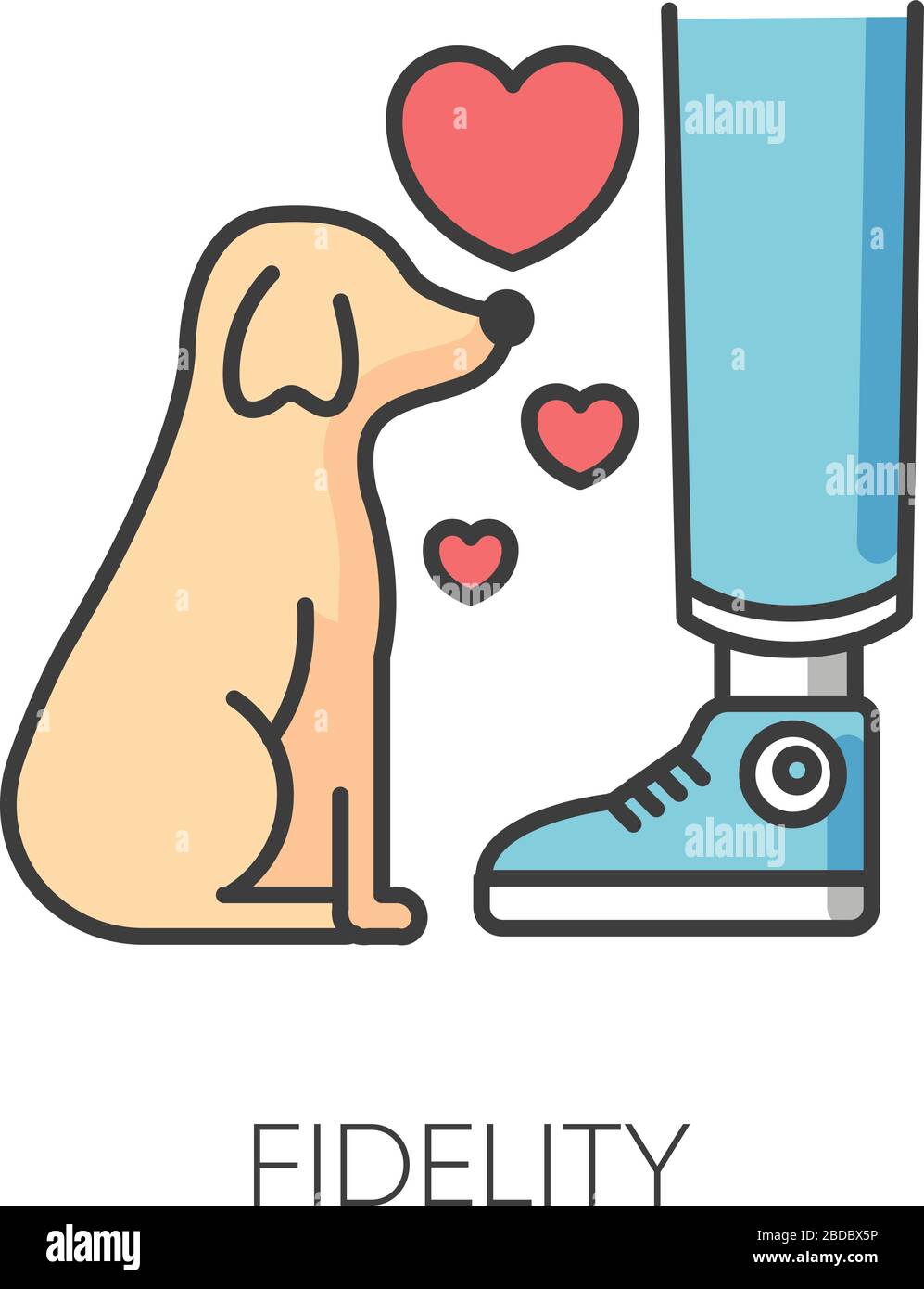 Fidelity RGB color icon. Best friend, friendship with pet. Domestic animal  love and loyalty, emotional attachment, faithfulness symbol. Loyal little  Stock Vector Image & Art - Alamy