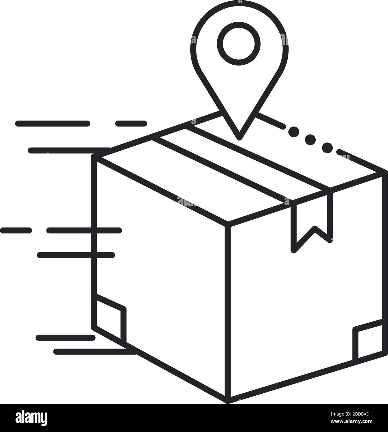 box package with pin location line style icon Stock Vector Image & Art ...