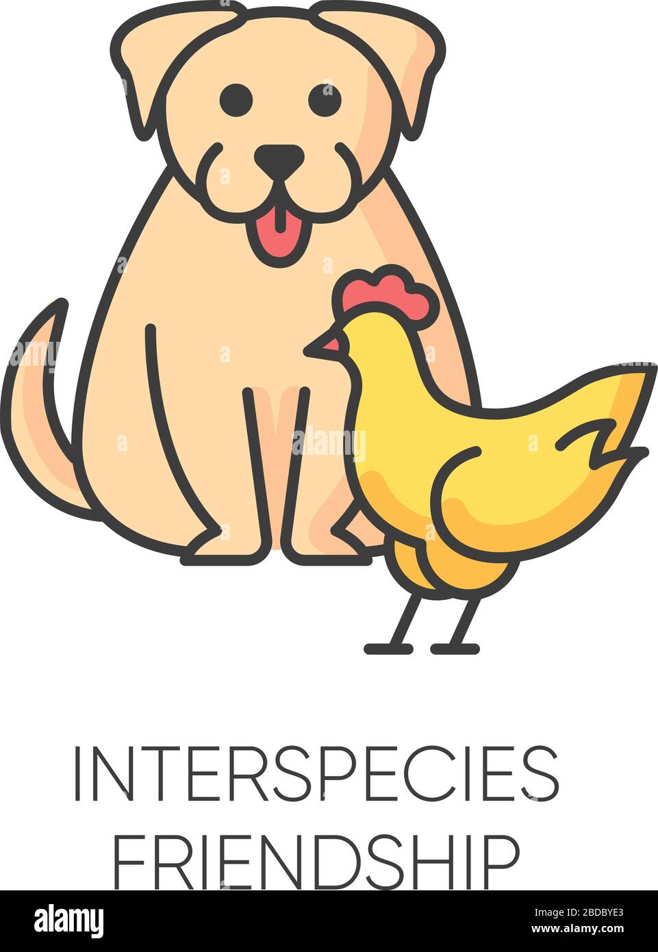 Interspecies friendship RGB color icon. Emotional bond between domestic  animals, friendly relationship and togetherness symbol. Dog and chicken  Stock Vector Image & Art - Alamy