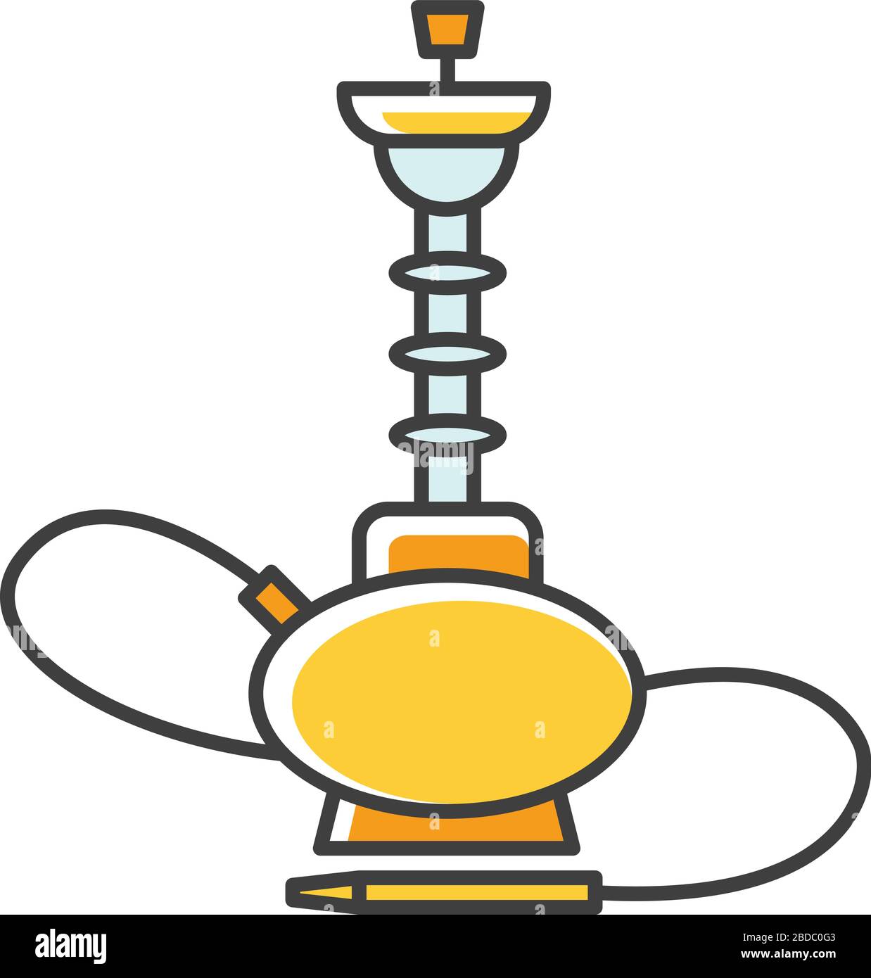 Hookah RGB yellow color icon. Sheesha house. Glass sphere base. Popular nargile lounge. Scent of