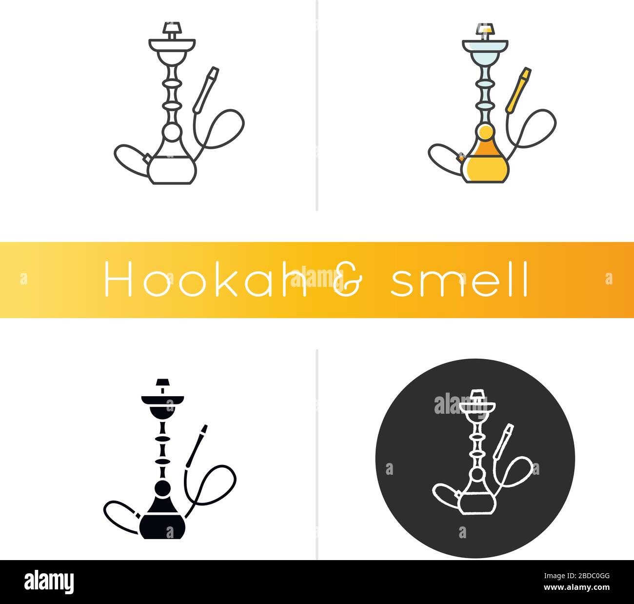 Hookah icon. Sheesha house. Assembled hooka body. Nargile lounge. Odor