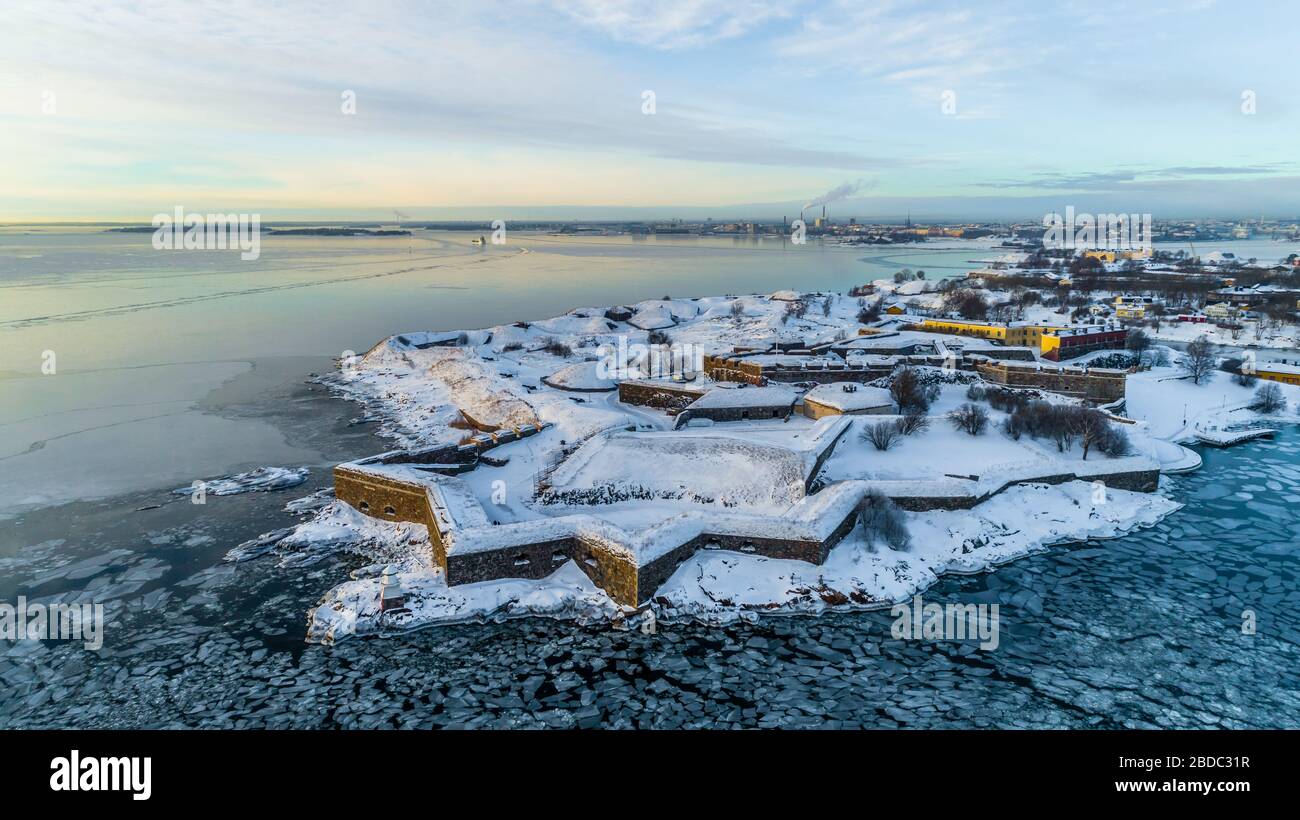 Aerial view of Suomenlinna fort in Helsinki, Finland Stock Photo