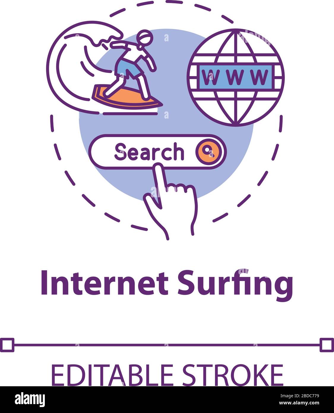 surfing concept icon. Browsing website. Search engine. Global