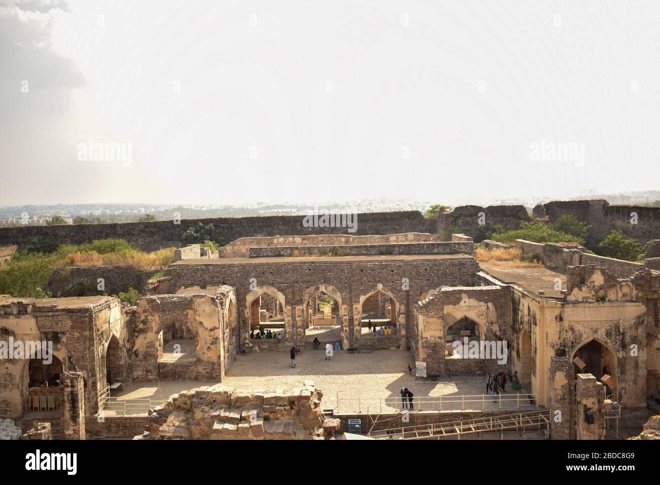 Ancient Old Historical Golconda Fort in India Background stock photograph. Stock Photo