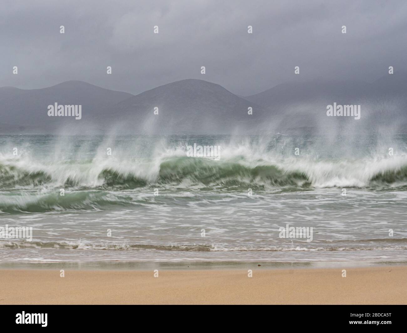 Stormy sea on the coast off Luskentyre beach on the Isle of Harris. The Outer Hebdrides, Scotland. UK. Stock Photo