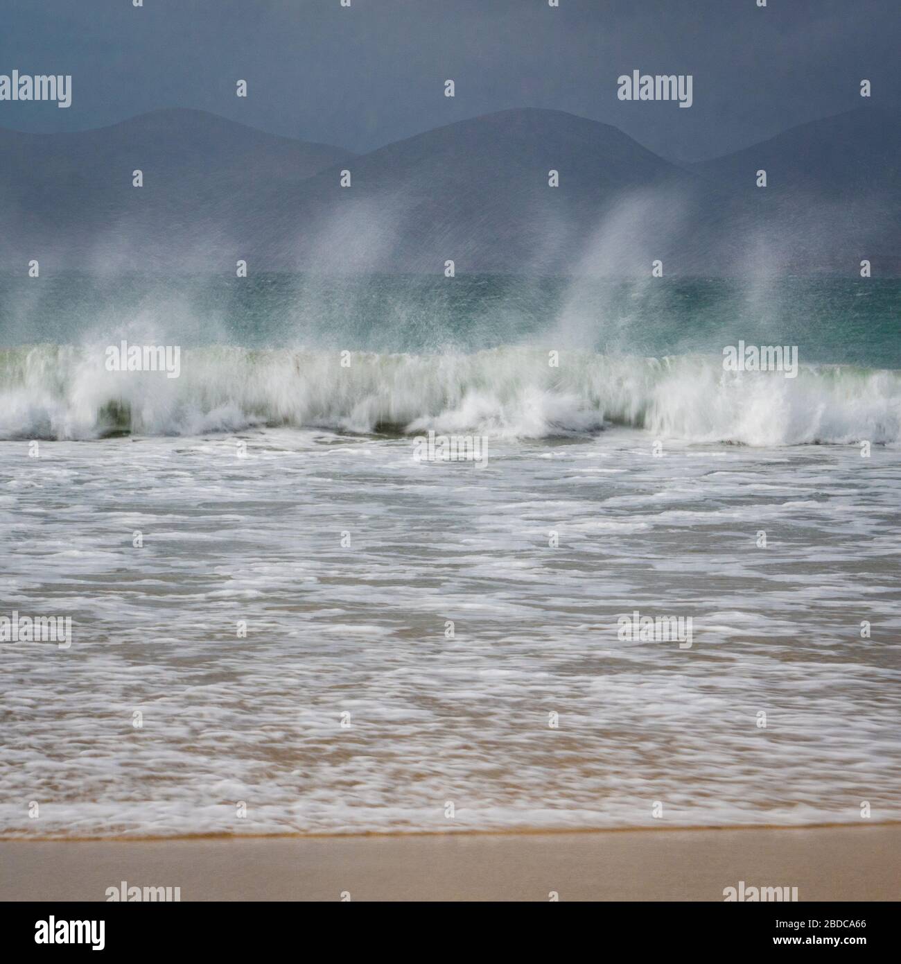 Stormy sea on the coast off Luskentyre beach on the Isle of Harris. The Outer Hebdrides, Scotland. UK. Stock Photo