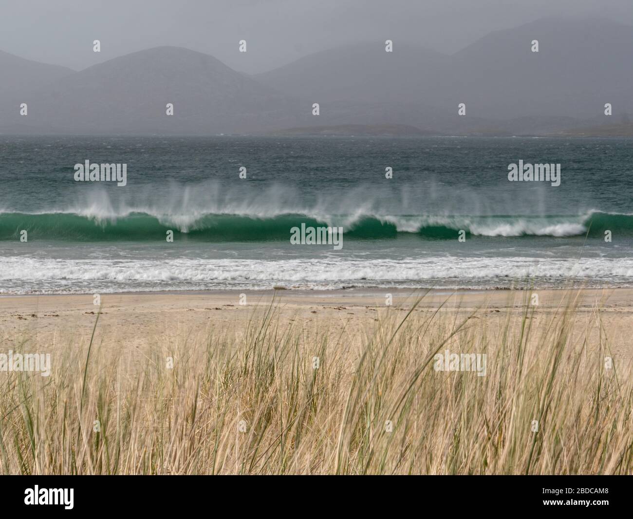 Stormy sea on the coast off Luskentyre beach on the Isle of Harris. The Outer Hebdrides, Scotland. UK. Stock Photo