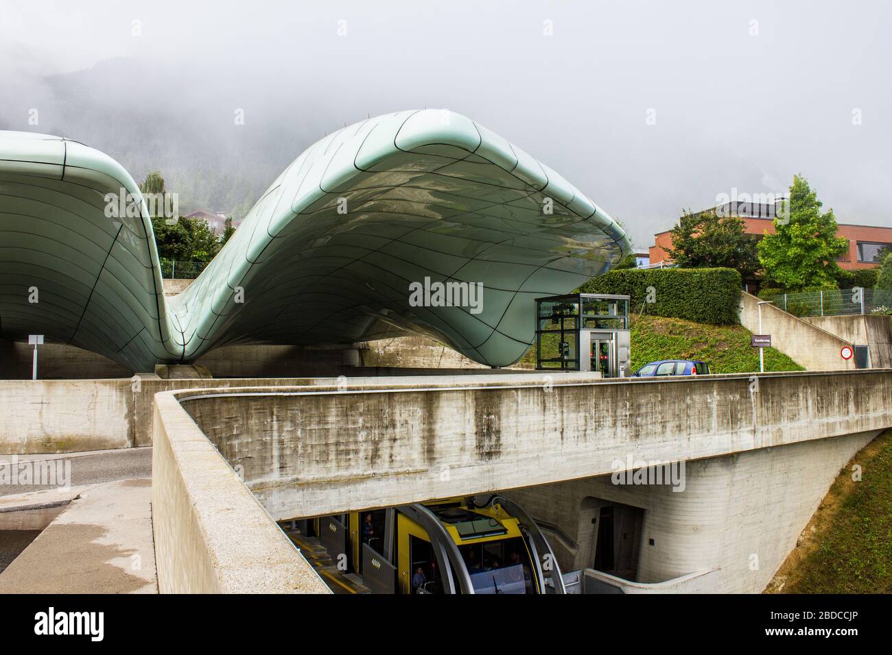 Innsbruck, Austria - August 12, 2019: View of the Hungerburg Funicular railway (Hungerburgbahn) in Innsbruck, Austria. Stock Photo