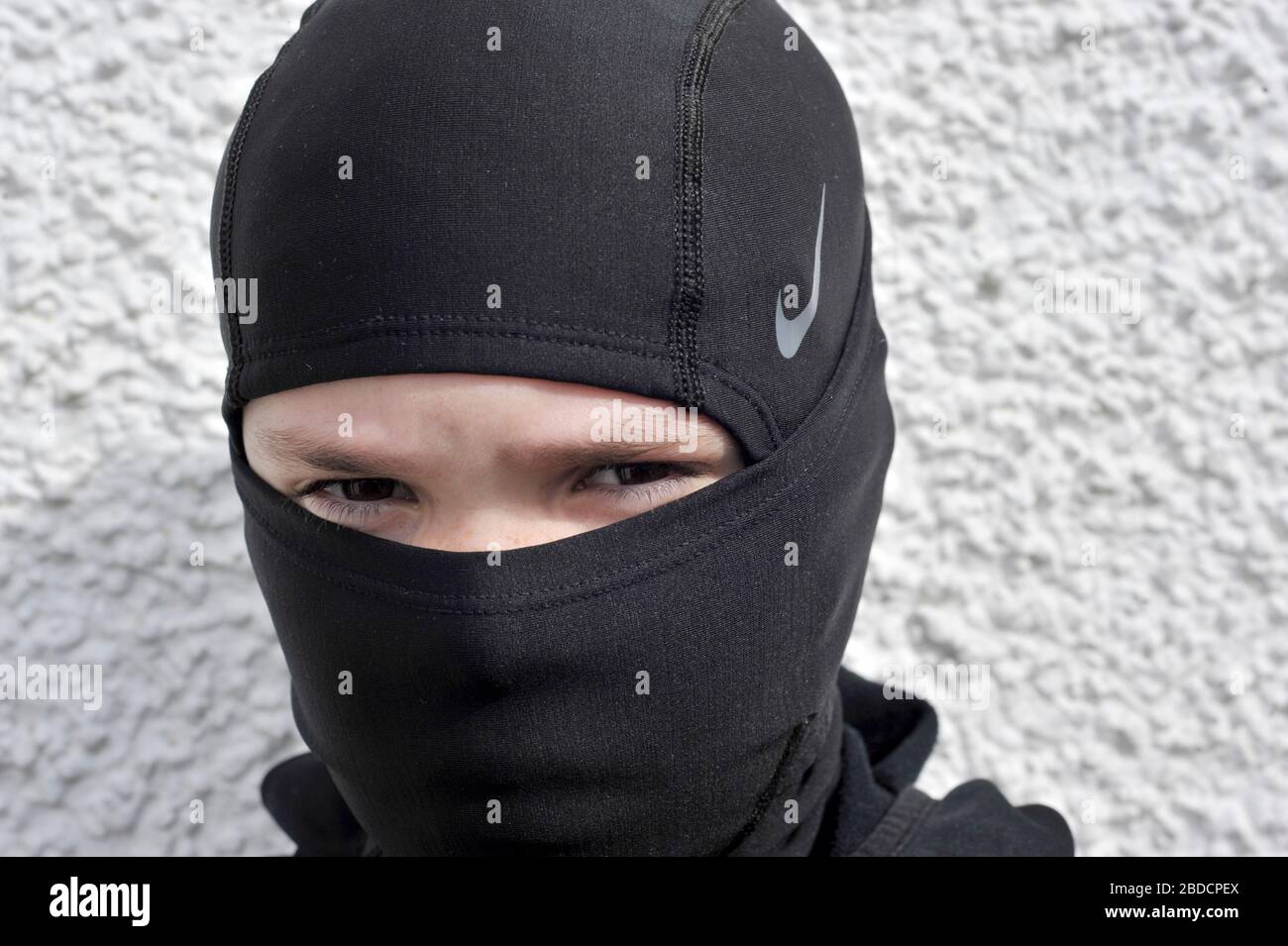 Boy in mask during coronavirus outbreak Stock Photo