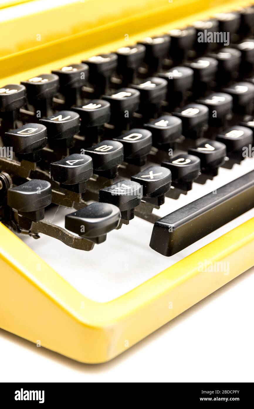Close up of a Vintage typewriter keyboard, macro shot Stock Photo