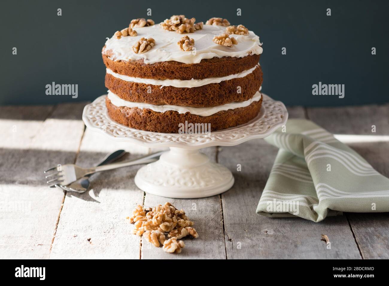 Carrot Cake with cream cheese frosting Stock Photo