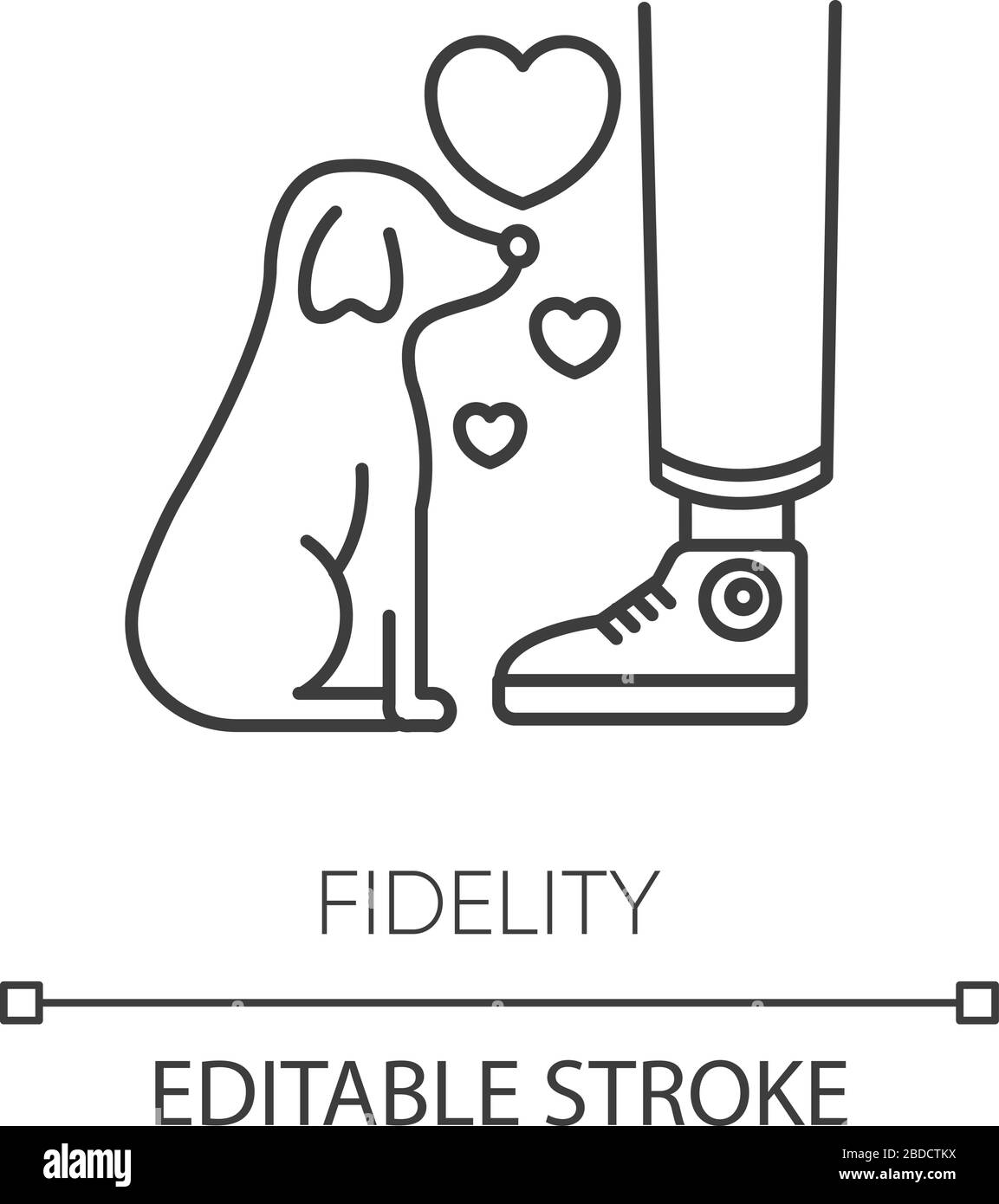Fidelity pixel perfect linear icon. Thin line customizable illustration.  Best friend, friendship with pet. Domestic animal love contour symbol.  Vector Stock Vector Image & Art - Alamy