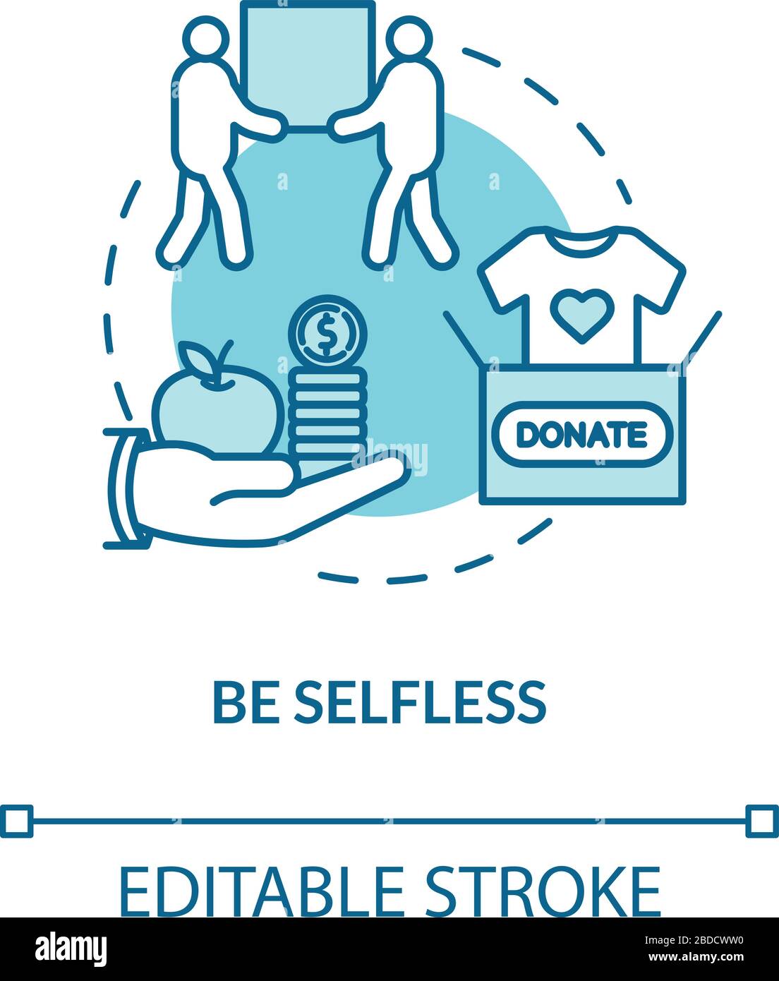 Be selfless concept icon. Clothes donation, social help and people