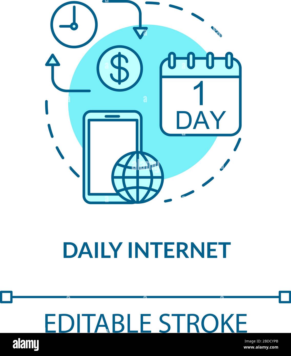 Daily internet turquoise concept icon. Mobile internet per day. Tariff ...