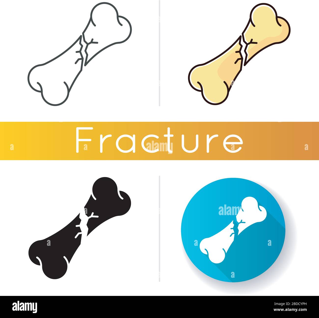 Bone fracture icon. Oblique fracture. Accident. Hurt body part. Trauma ...