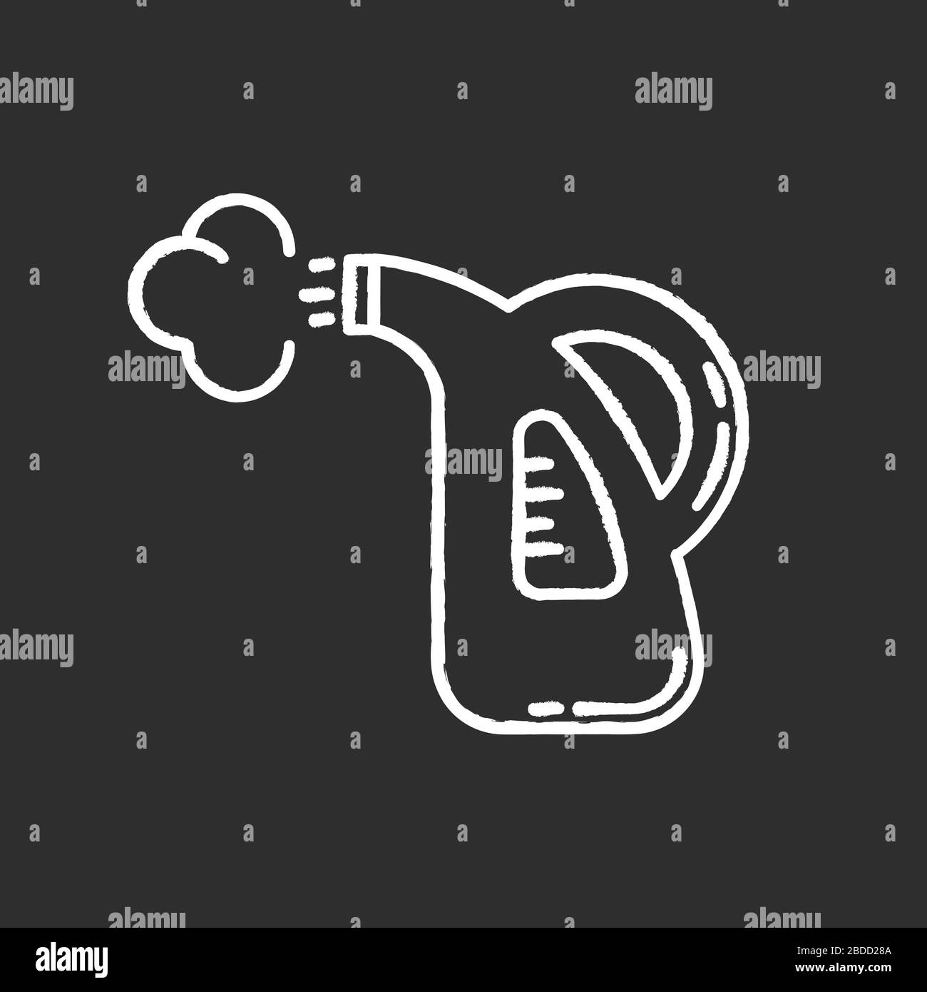 Steam cleaning chalk white icon on black background. Laundry service, delicate clothes washing, household appliance. Steam iron, manual washing Stock Vector