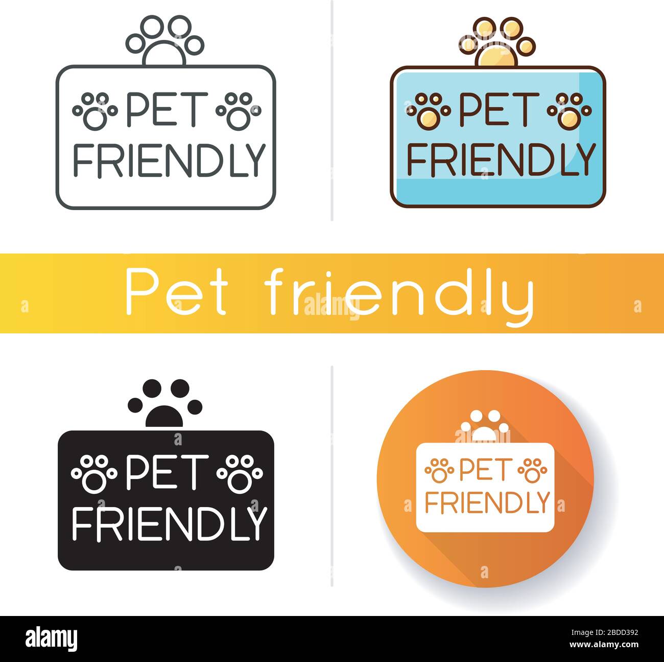 Pet friendly territory icon. Grooming salon, domestic animals care