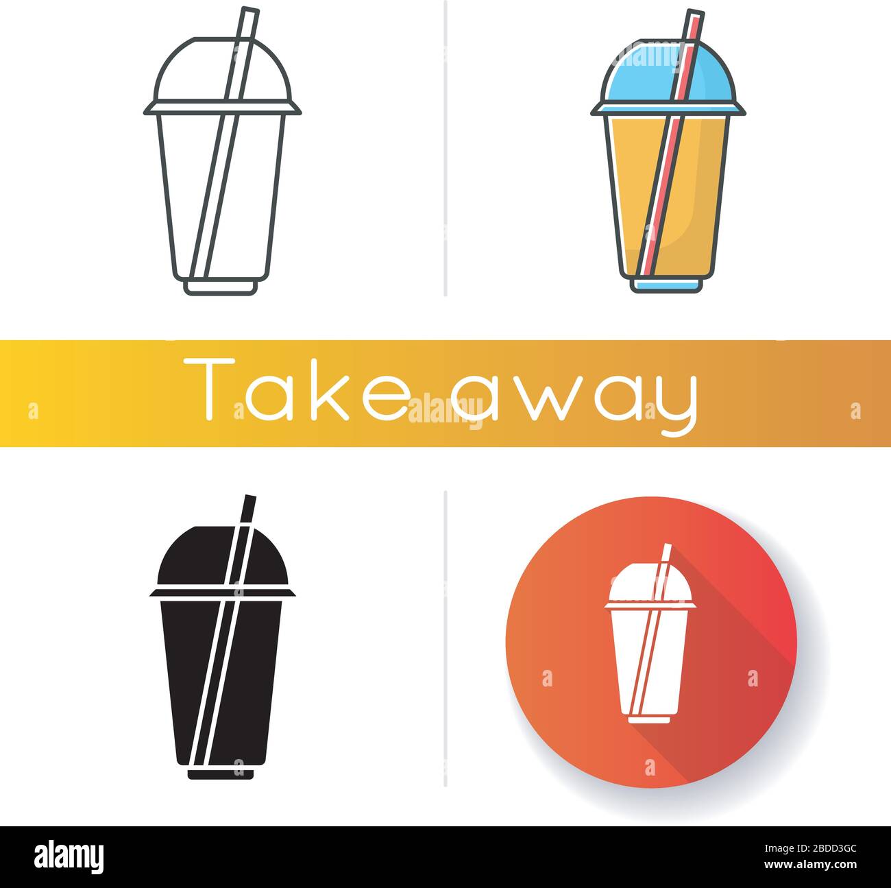 Premium Vector  Disposable glass with lid and straw for beverage doodle  linear