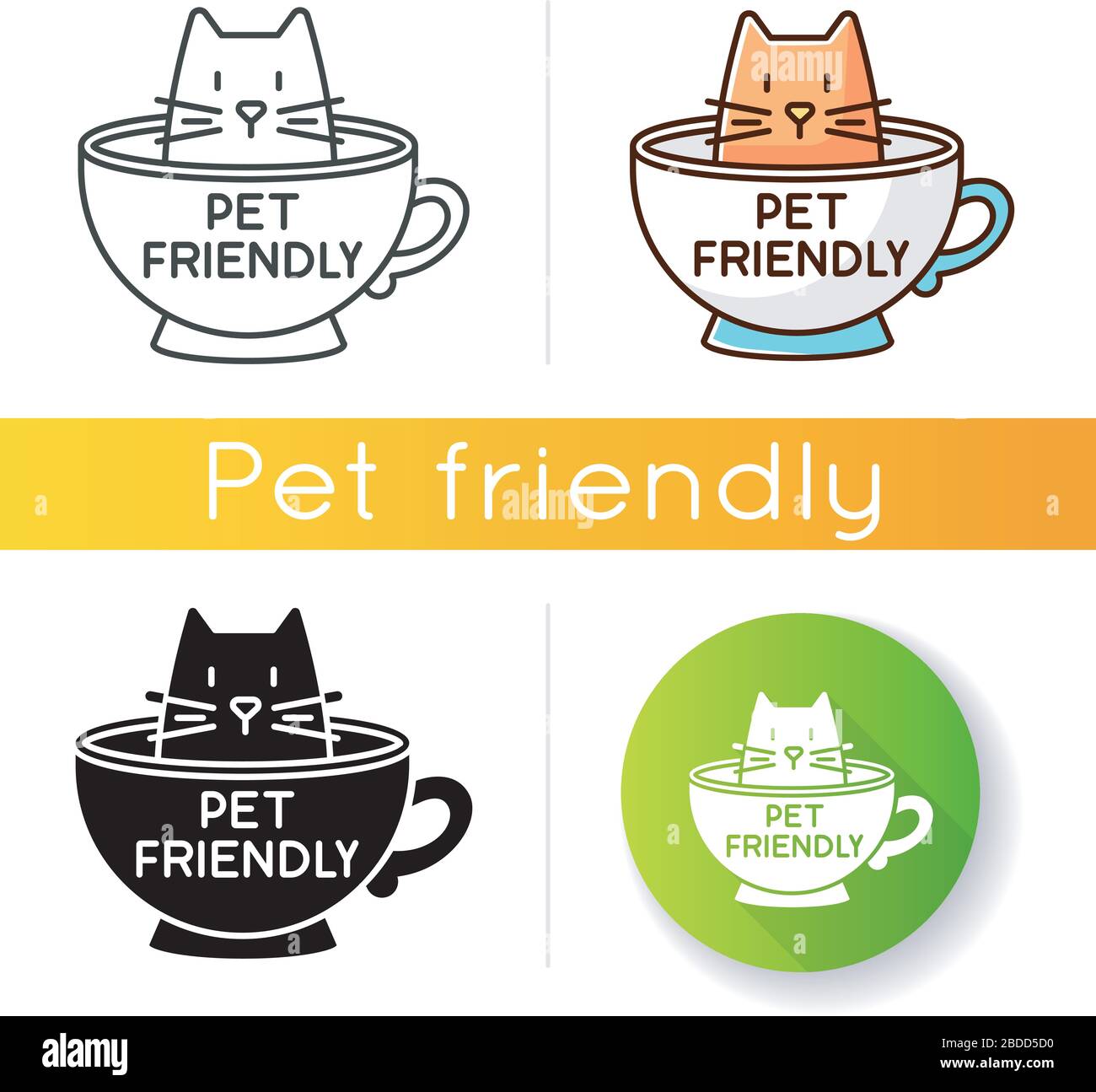 Cat friendly cafe icon. Kitten permitted food service establishment ...