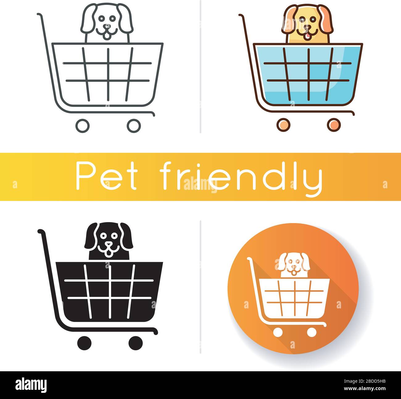 Dogs allowed supermarket, icon. Doggy permitted shop, domestic