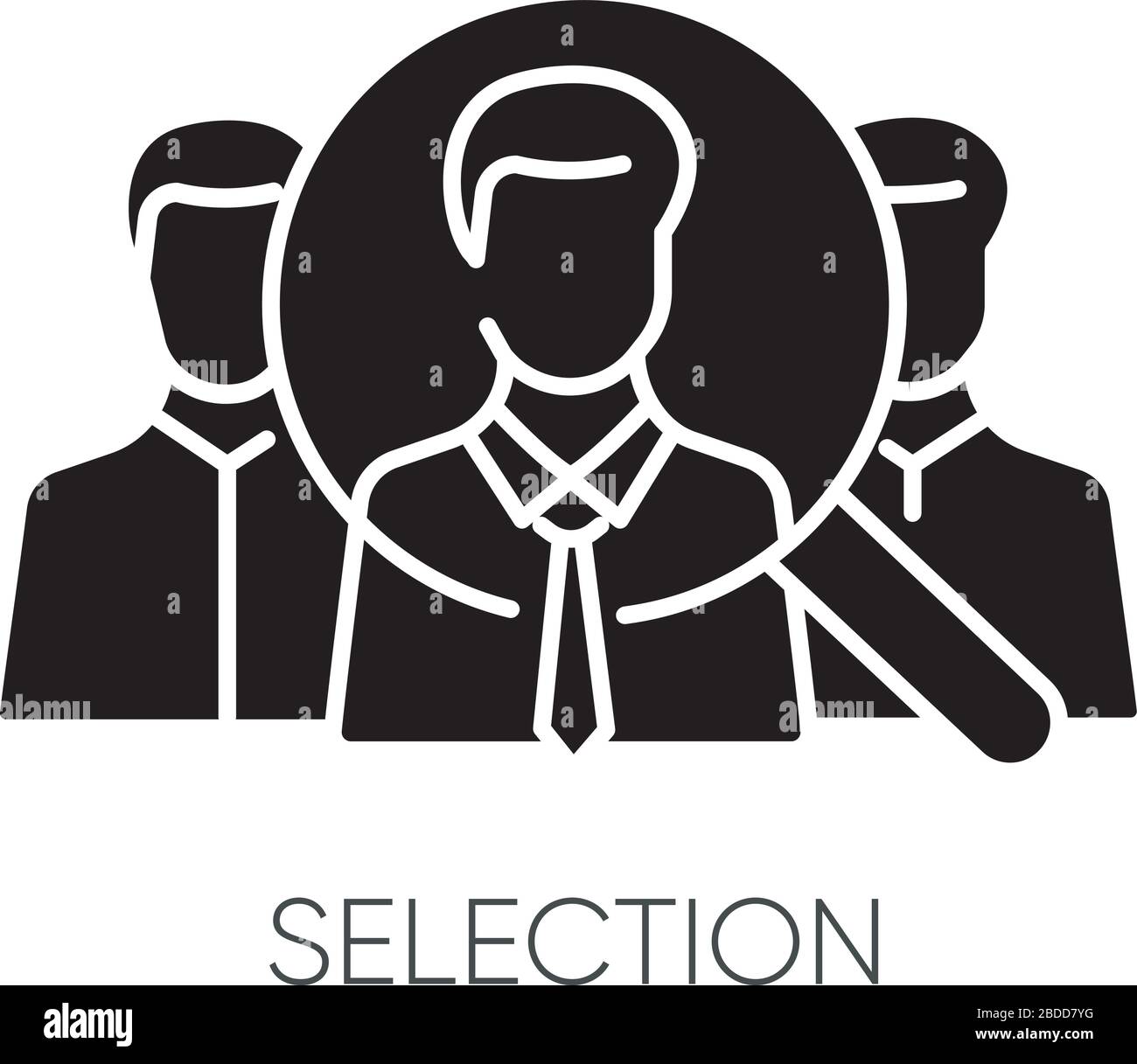 Selection black glyph icon. Executive search, professional 