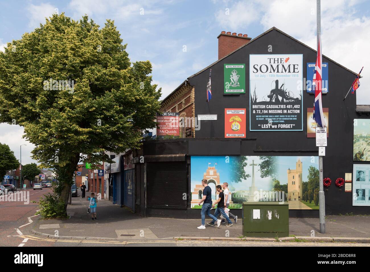 15.07.2019, Belfast, Northern Ireland, Great Britain - Political mural, Protestant East Belfast. Often, as here, the propaganda of the Protestant Unio Stock Photo