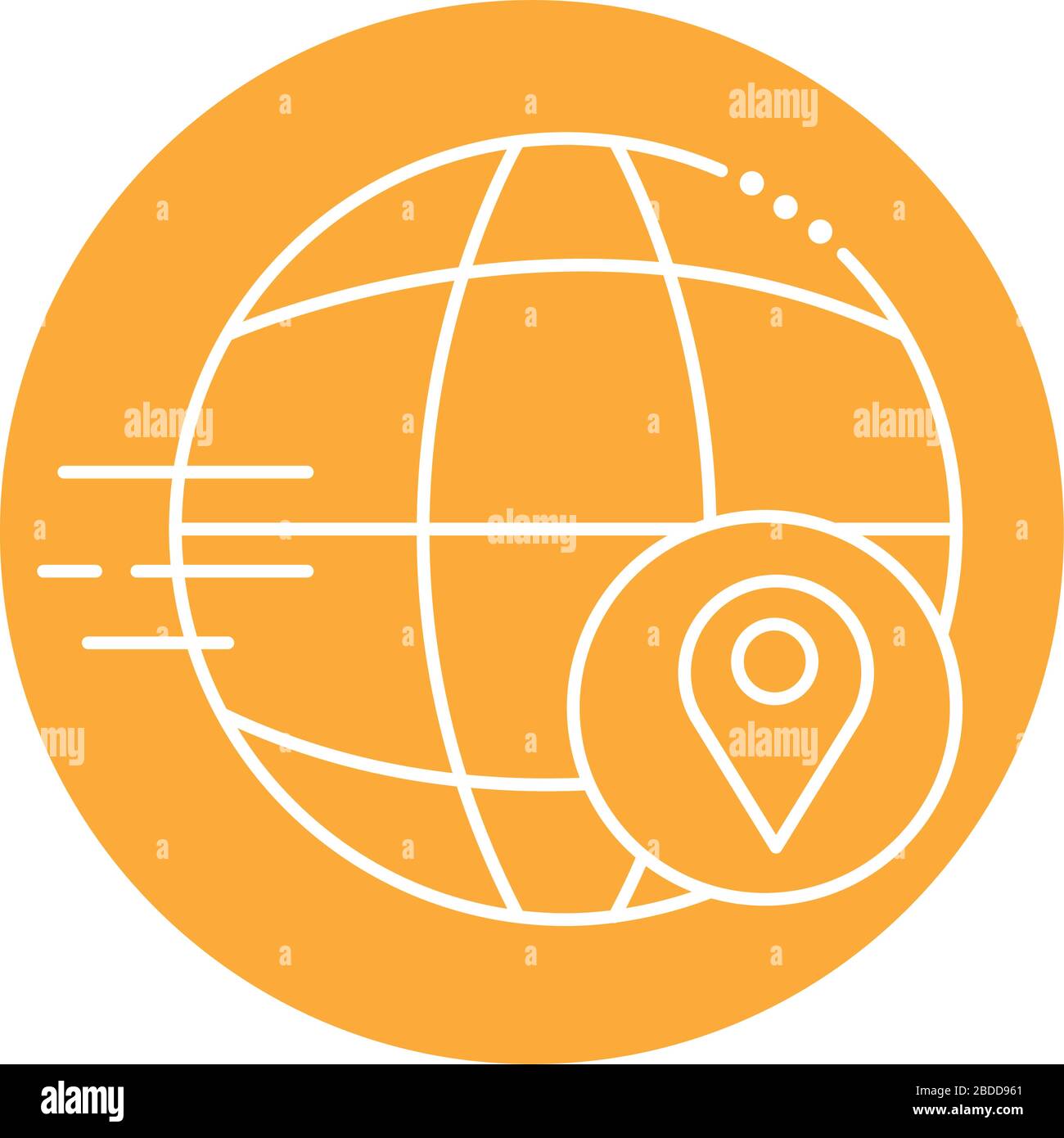 sphere browser with pin location block line style icon Stock Vector
