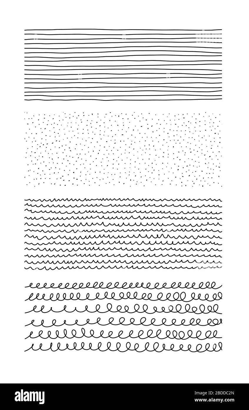 Hand drawn textures. Artistic collection of doodle design elements ...