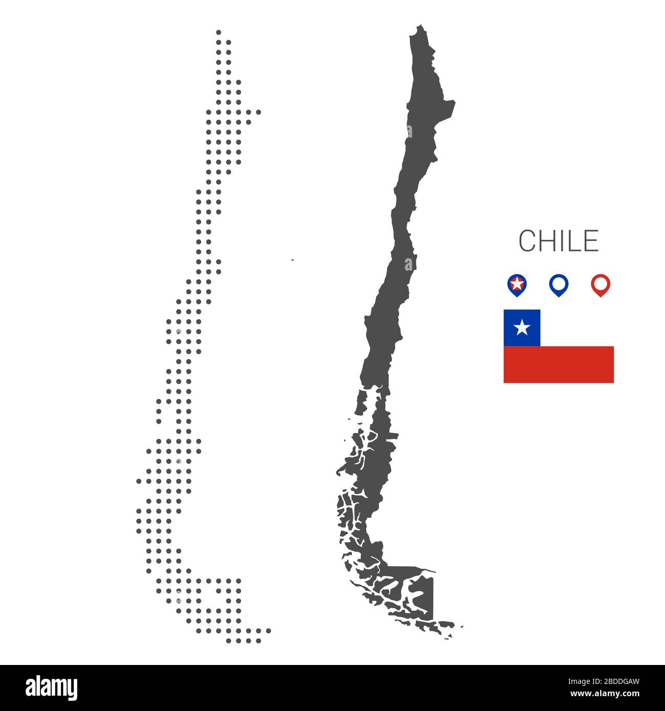 Chile map dotted on white background vector isolated. Illustration for technology design or infographics. Isolated on white background. Travel vector Stock Vector