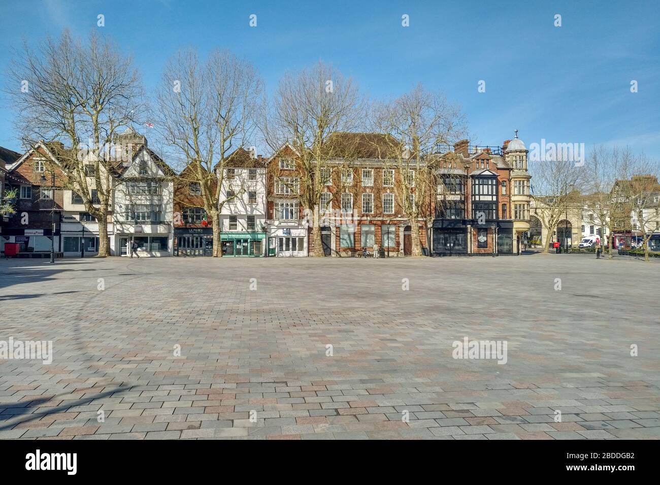 A deserted Salisbury at 1030 am on Market Day during the Covid 19 outbreak. 7th April 2020. UK Stock Photo