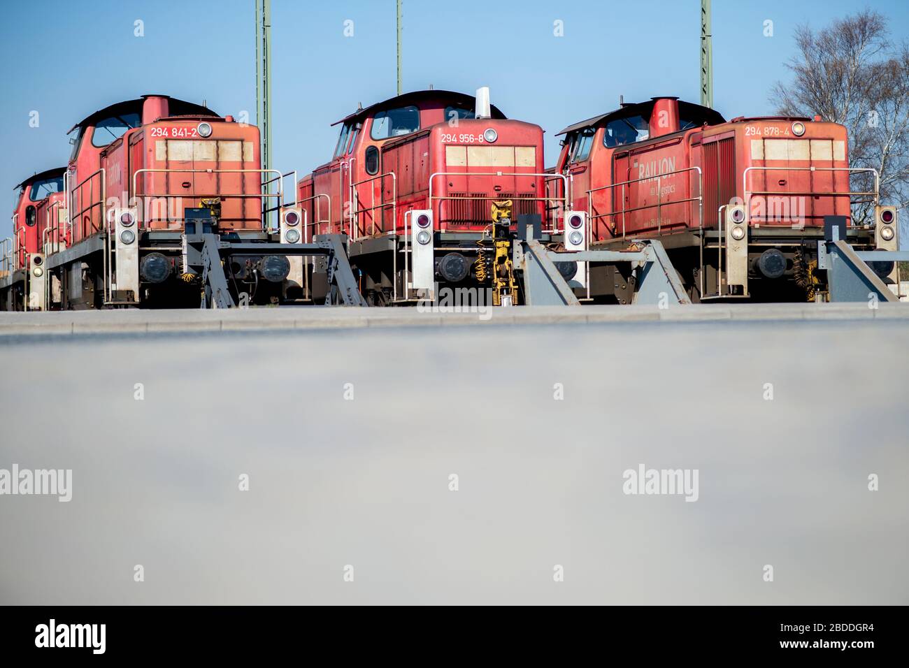 Bremerhaven Germany 06th Apr Shunting Locomotives Belonging To Db Cargo Are Parked On Sidings In