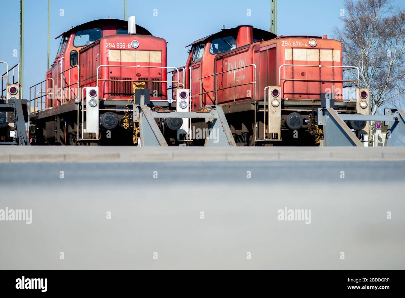 Bremerhaven Germany 06th Apr Shunting Locomotives Belonging To Db Cargo Are Parked On Sidings In