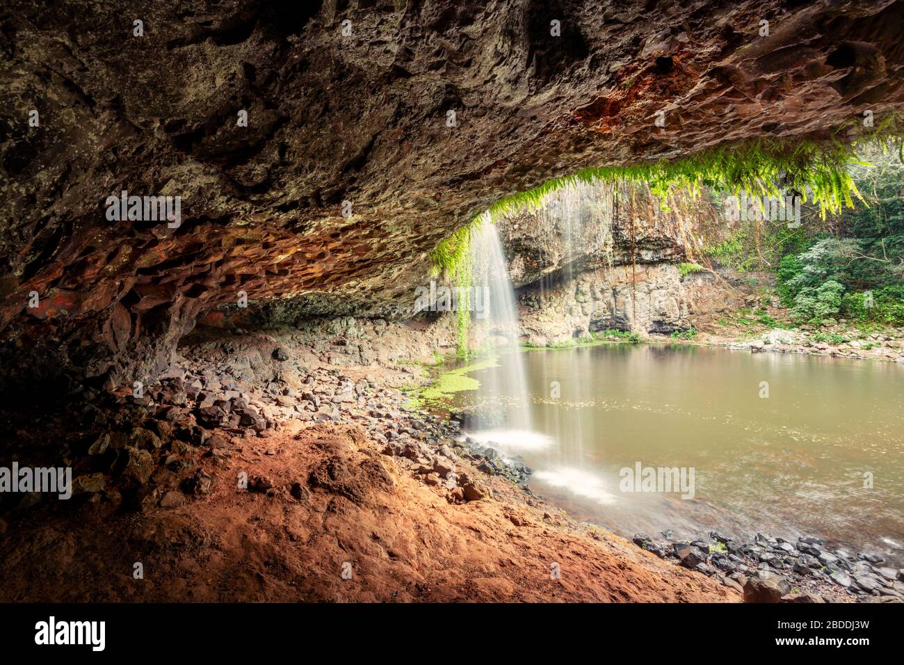 View out of the cave behind Killen Falls. Stock Photo